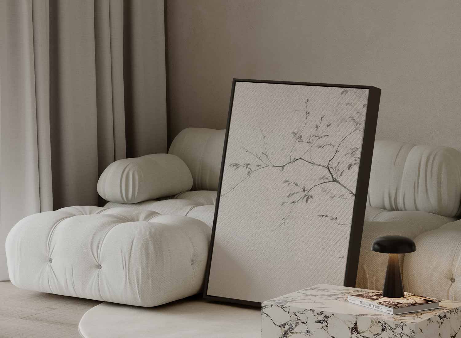 Rustige Takken in Minimalistisch Design Kunstwerk-canvas-dibond-plexiglas-wanddecoratie-WallArtistic