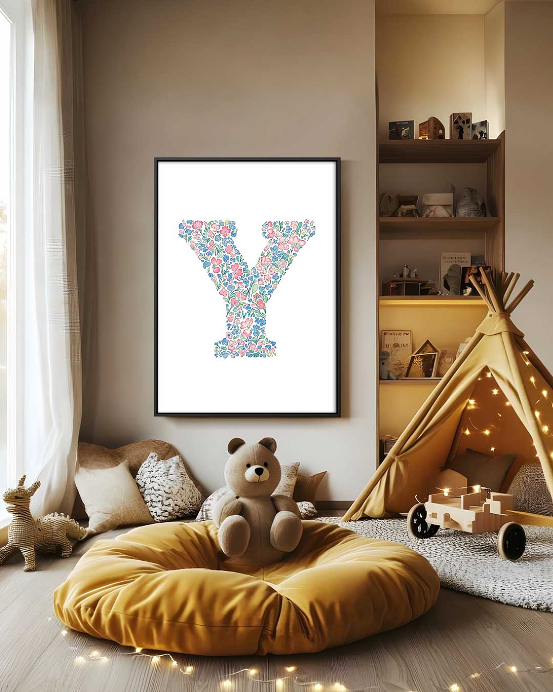 Bloemenletter Y Kunstwerk-canvas-dibond-plexiglas-wanddecoratie-WallArtistic
