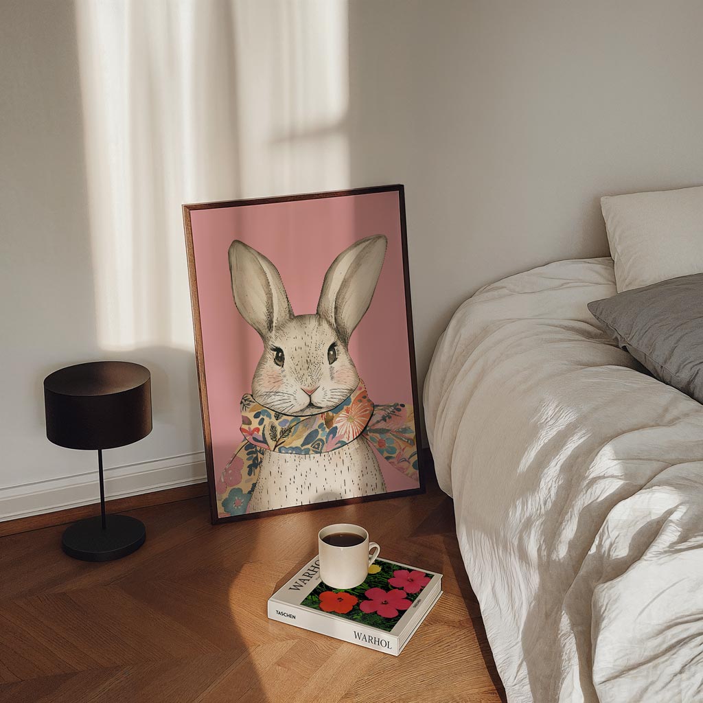 Schattige Konijnenposter met Sjaal Poster-WallArtistic