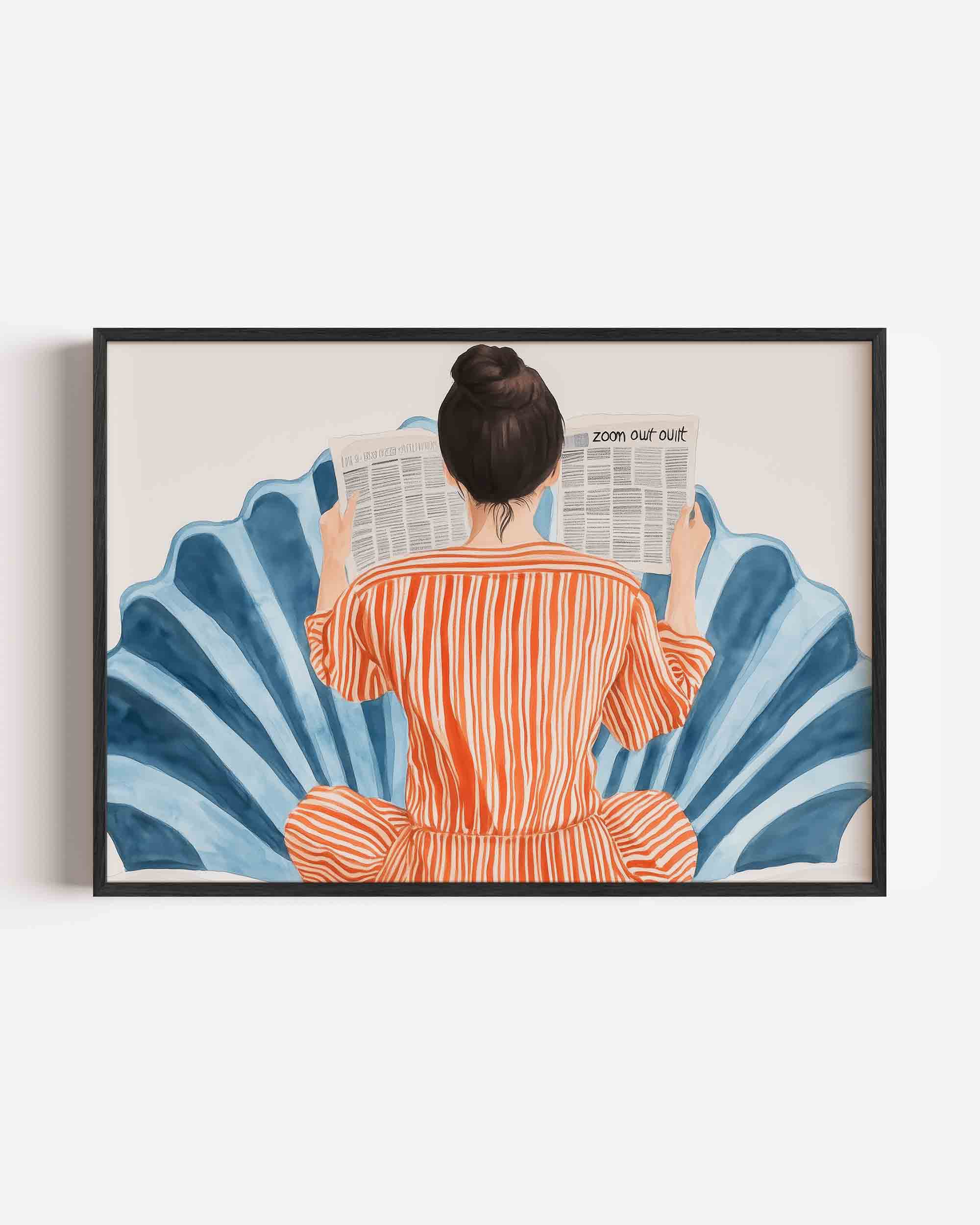 Vrouw met krant Poster