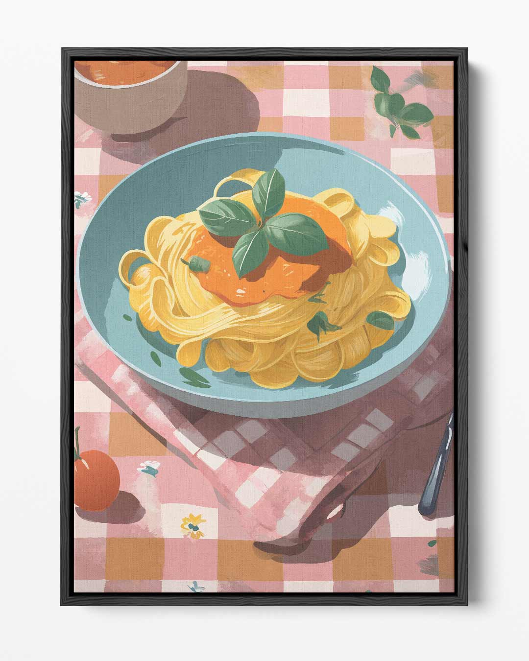 Pasta op Geblokt Tafelkleed Kunstwerk-canvas-dibond-plexiglas-wanddecoratie-WallArtistic