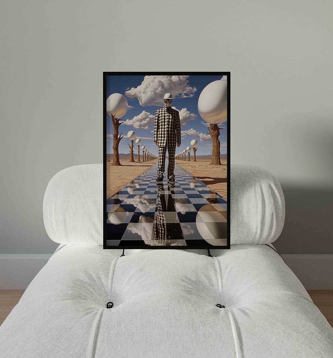 Geblokte figuur en bollen Poster