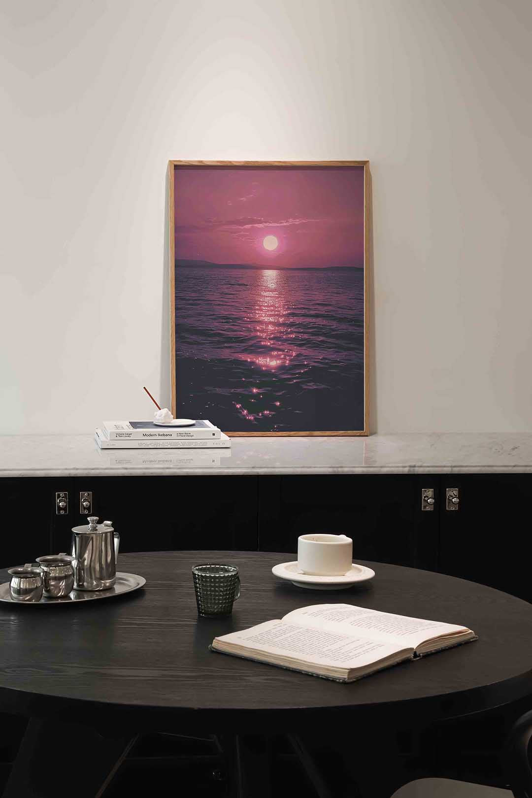 Zonsondergang boven zee Poster