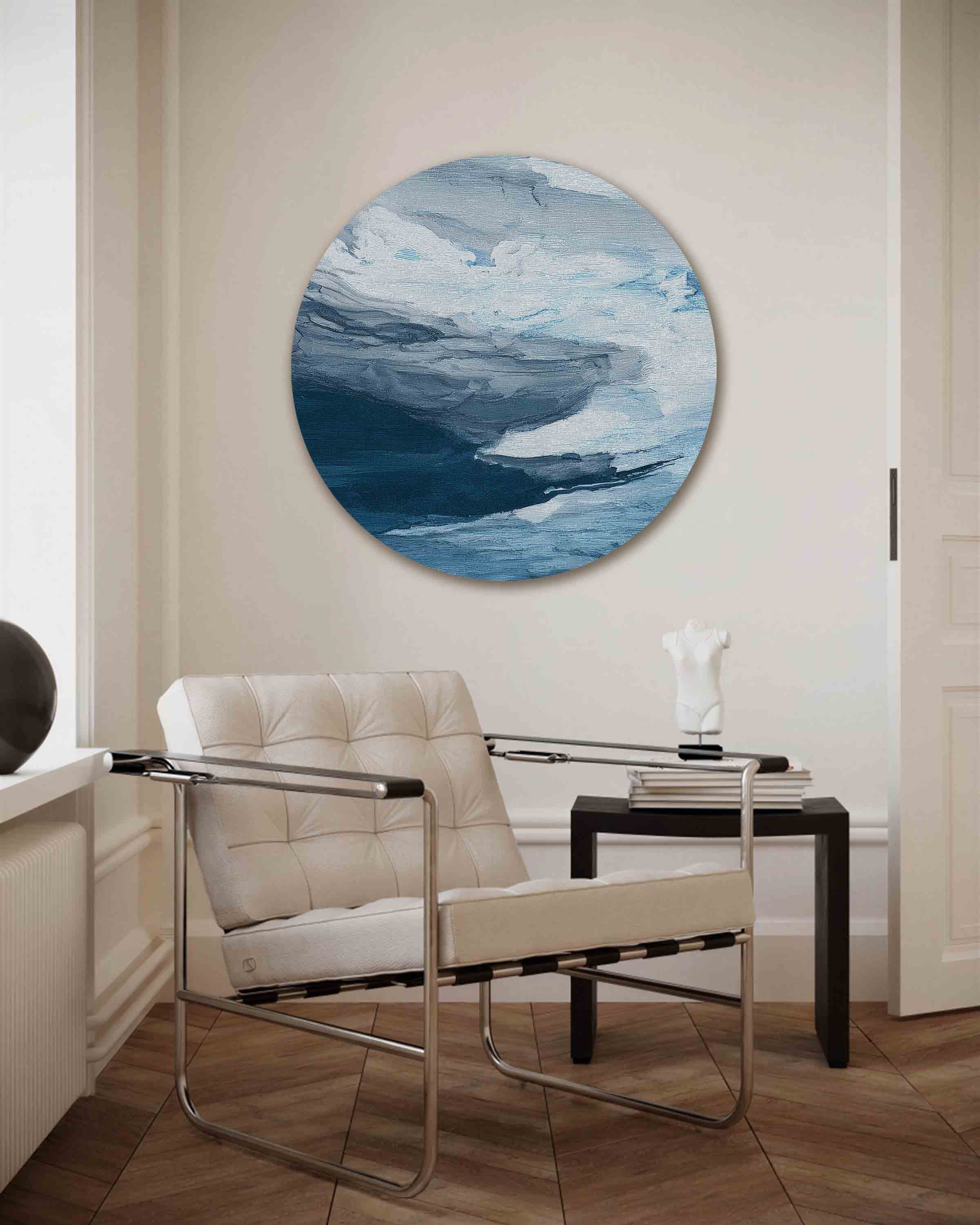 Blauwe lucht en wolken Muurcirkel