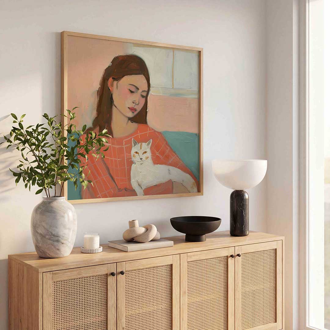 Vrouw met kat Poster