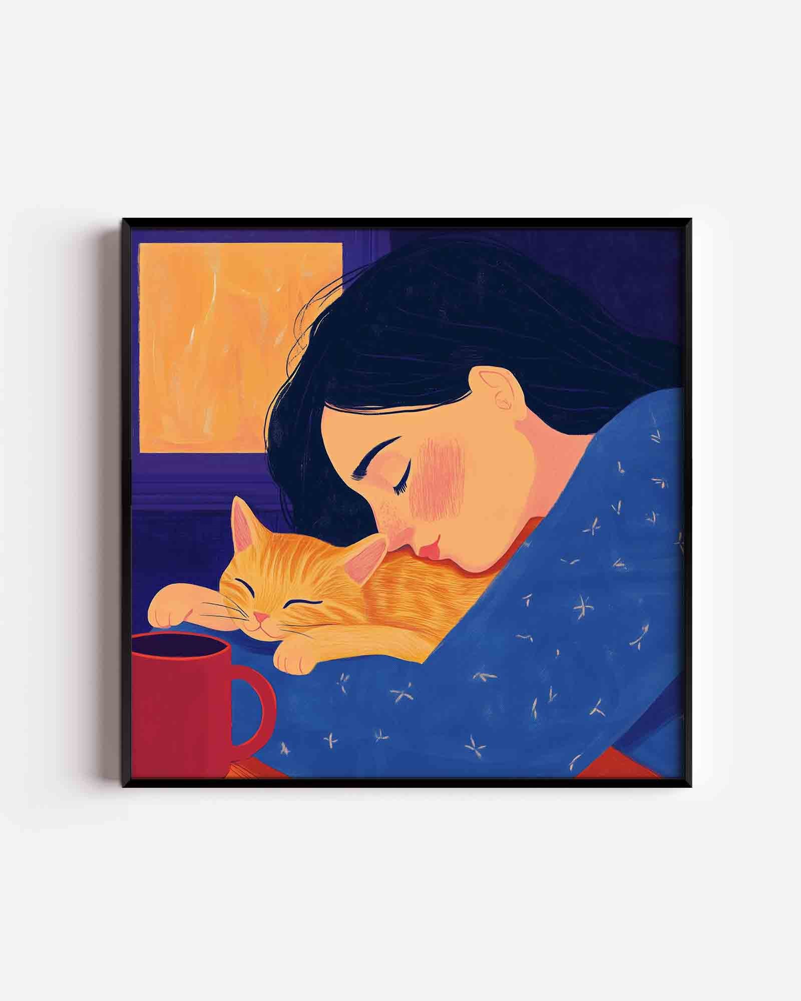 Meisje met kat Poster