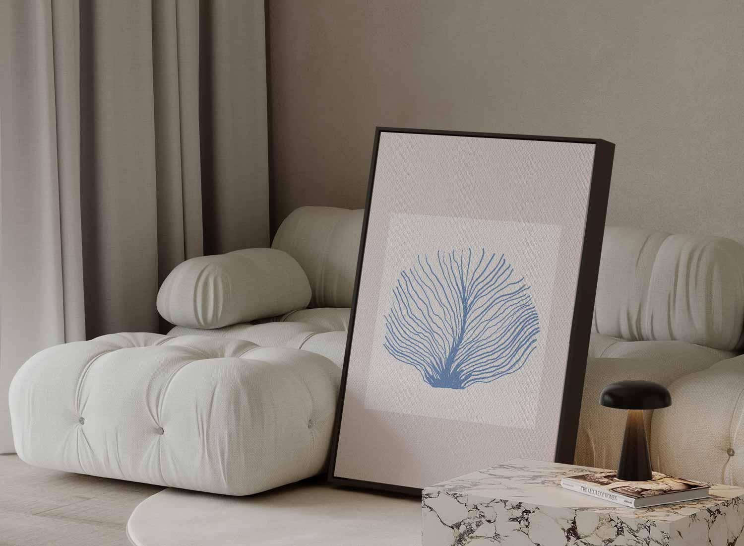 Blauwe Zeeventilator Kunstwerk-canvas-dibond-plexiglas-wanddecoratie-WallArtistic