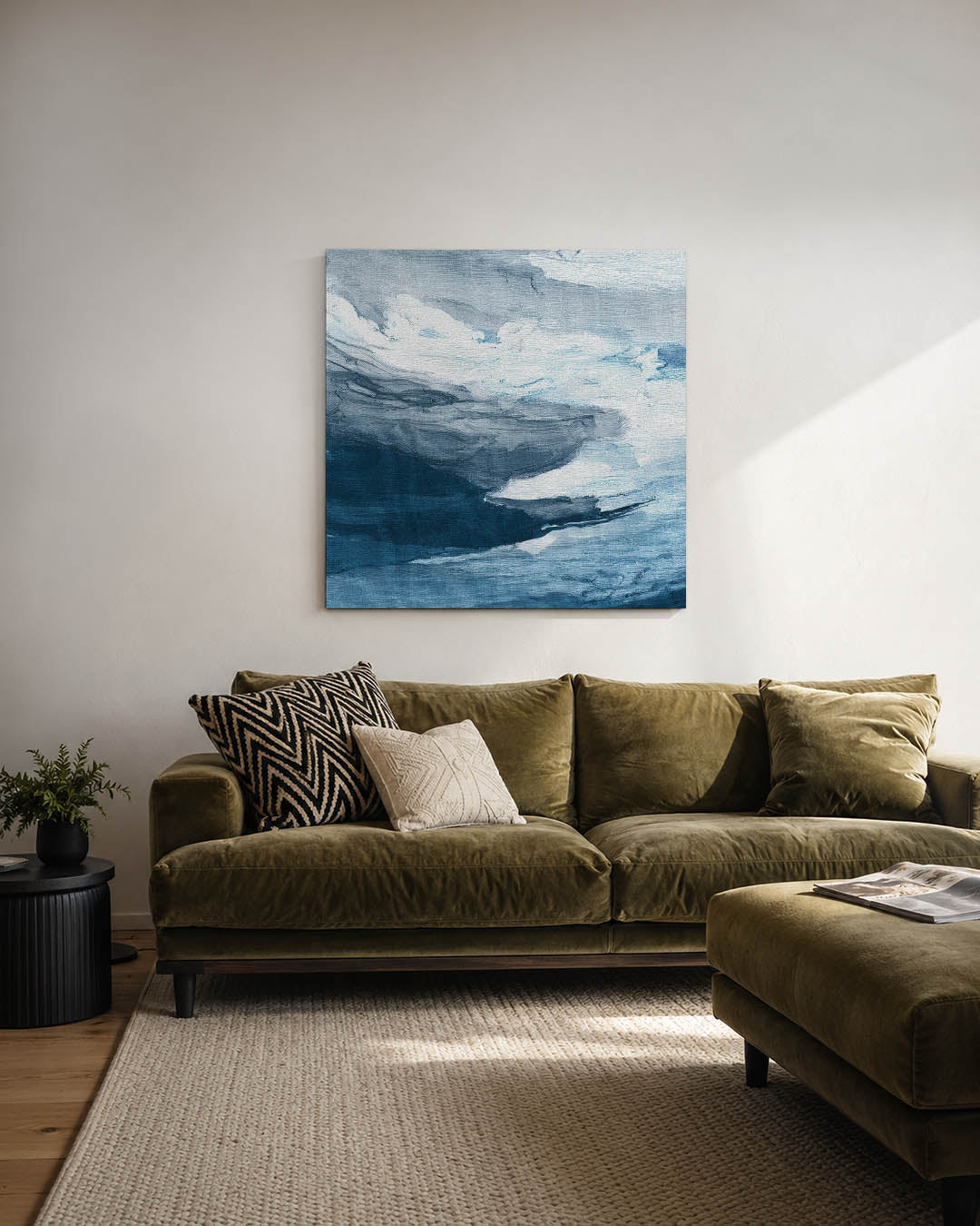 Dynamische blauwe wolken Kunstwerk