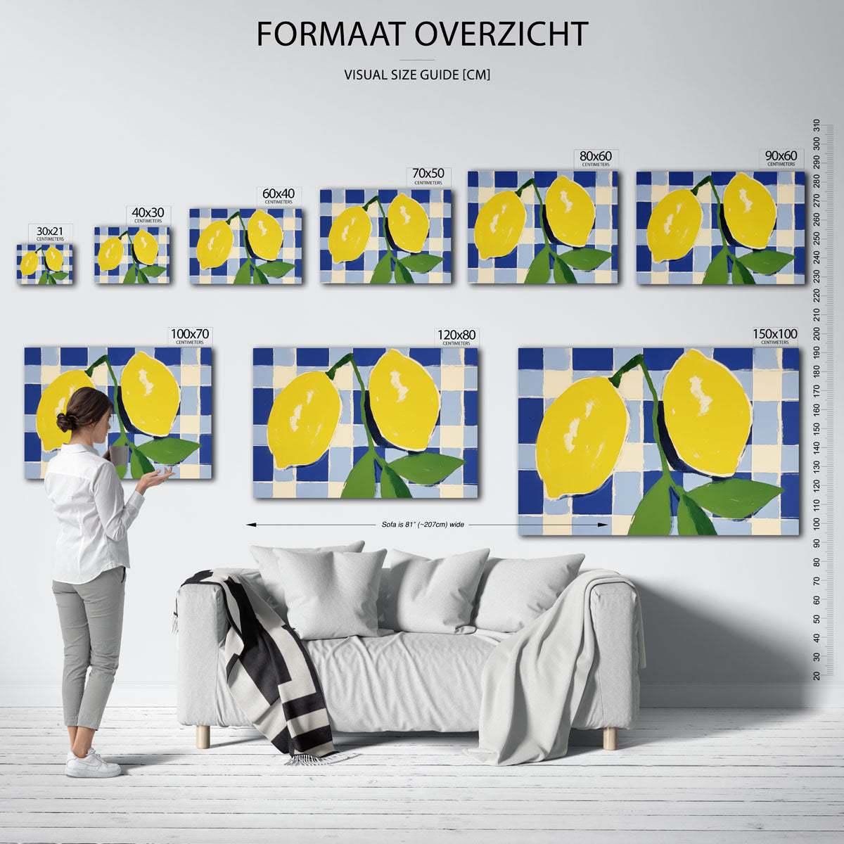 Citroenen op blauw wit Poster