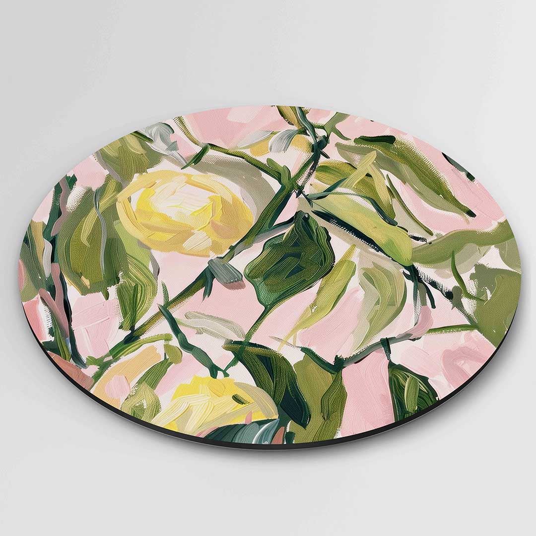 Roze en groene bladeren Muurcirkel