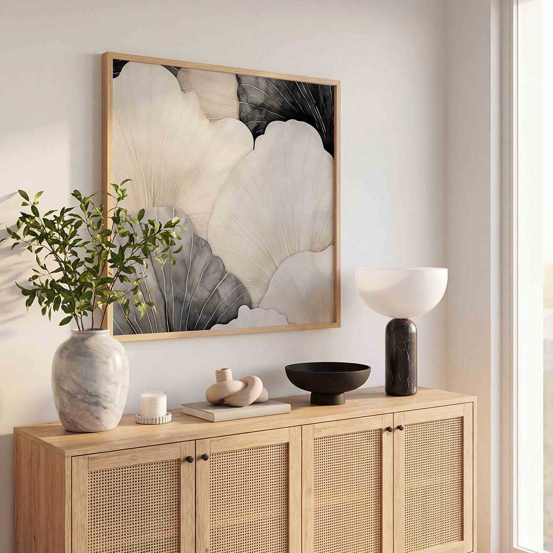 Bloemvormen in neutrale tinten Poster