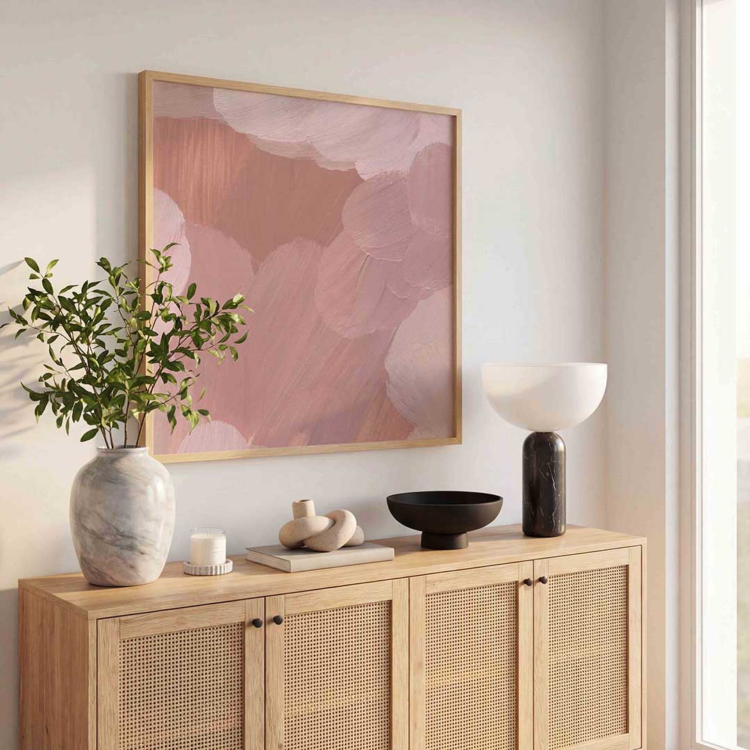 Abstracte roze penseelstreken Poster