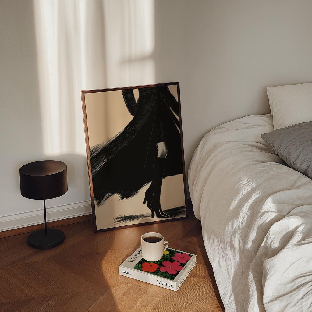 Elegante Stijlvolle Vrouw in Zwart Poster-WallArtistic
