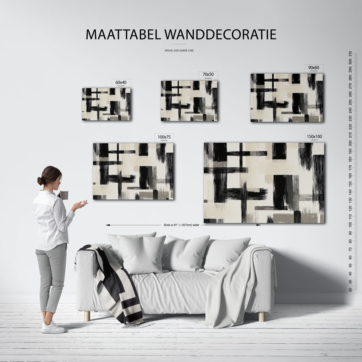 Geometrische borstelvegen Kunstwerk