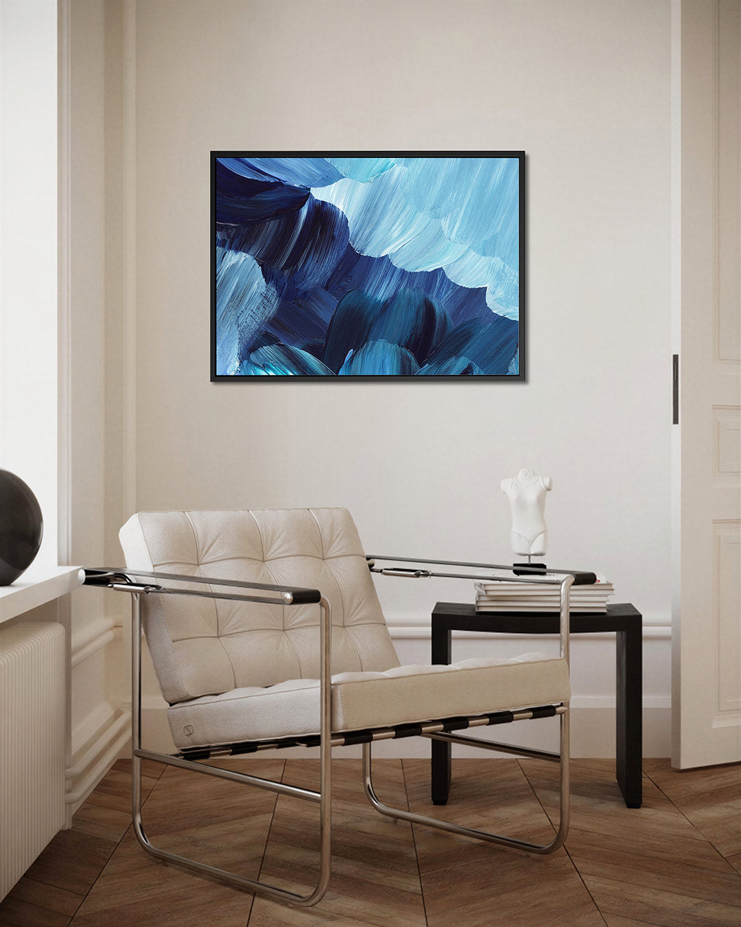 Golvende blauwe vormen Kunstwerk