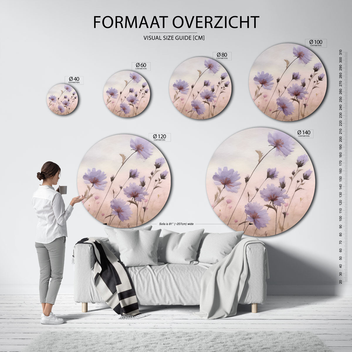 Bloemen in pastel Muurcirkel