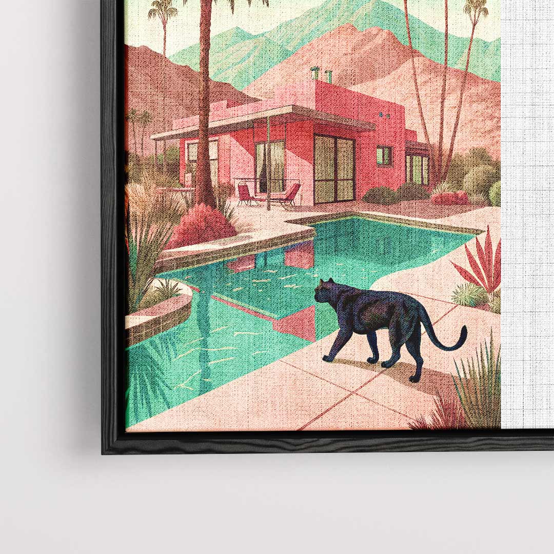 Modernes Traumhaus mit Kunstwerk einer schwarzen Katze