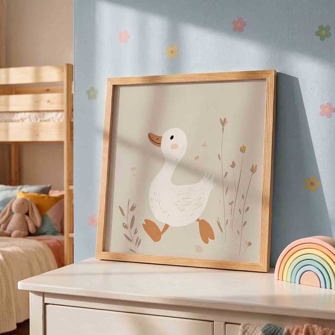 Eend met bloemen Poster