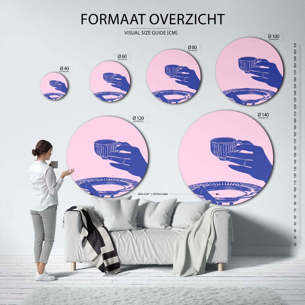 Handen met kop en schotel Muurcirkel