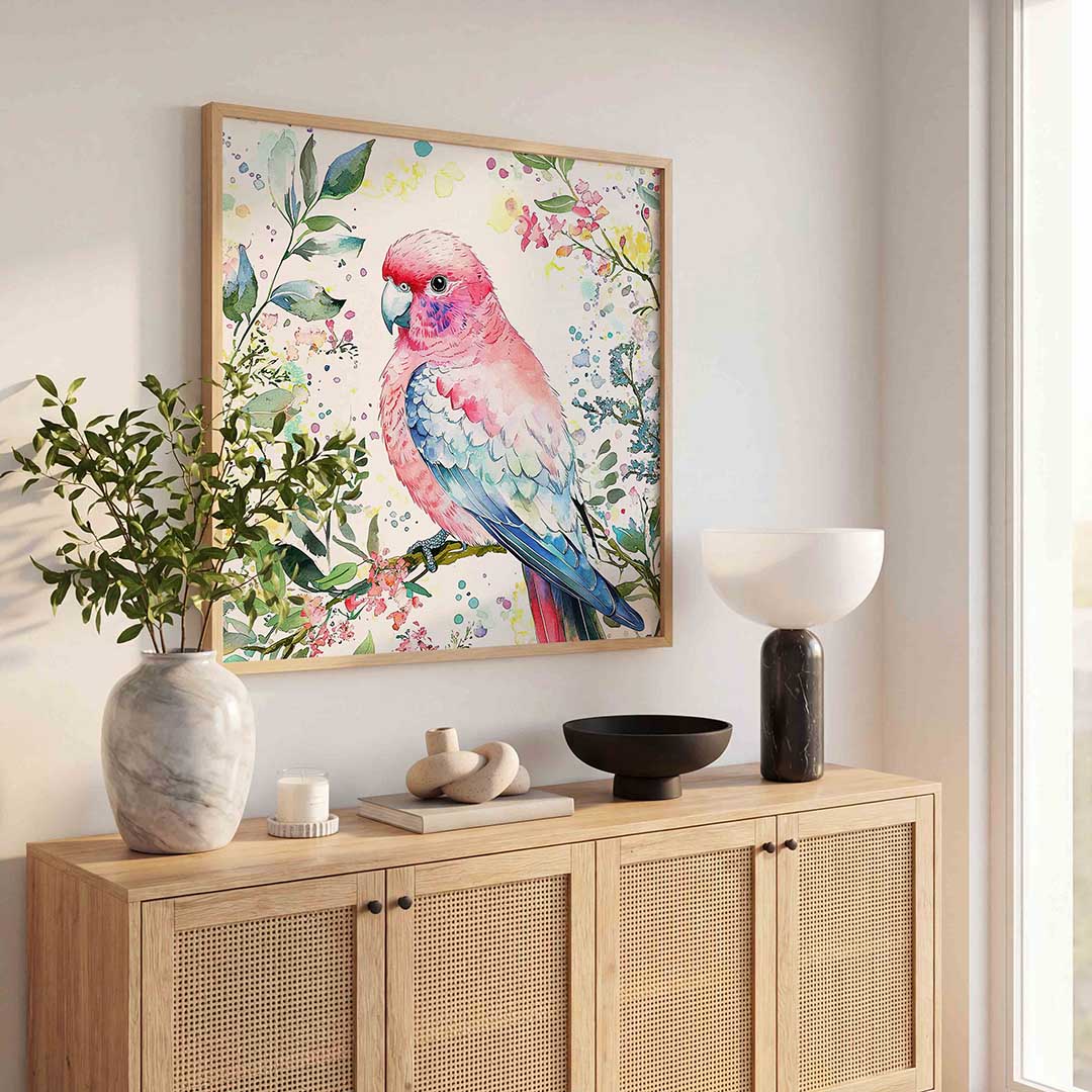 Papegaai en bloemen Poster