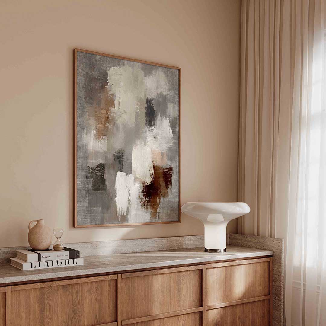 Abstracte beige en grijze Poster