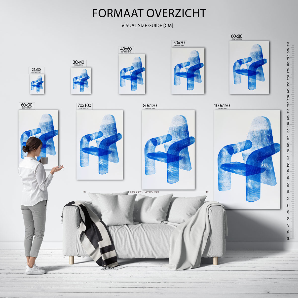 Abstracte blauwe stoel Poster