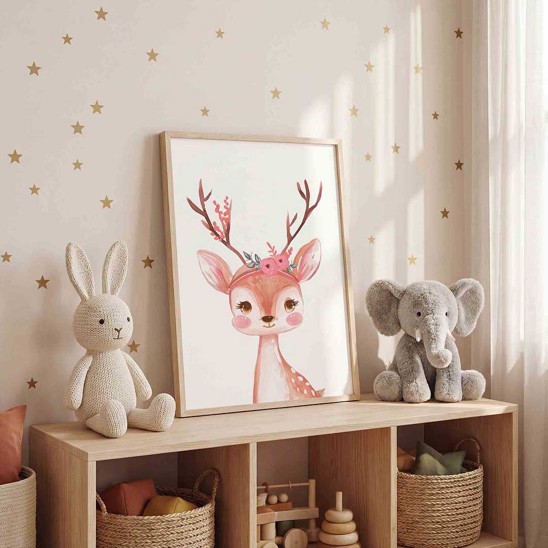 Hert met bloemen Poster