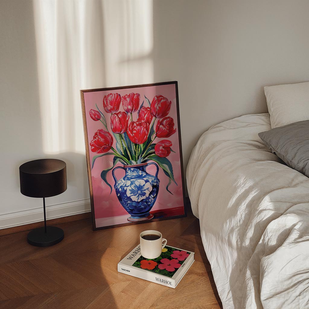 Tulpen in Delfts Blauwe Vaas Poster-WallArtistic