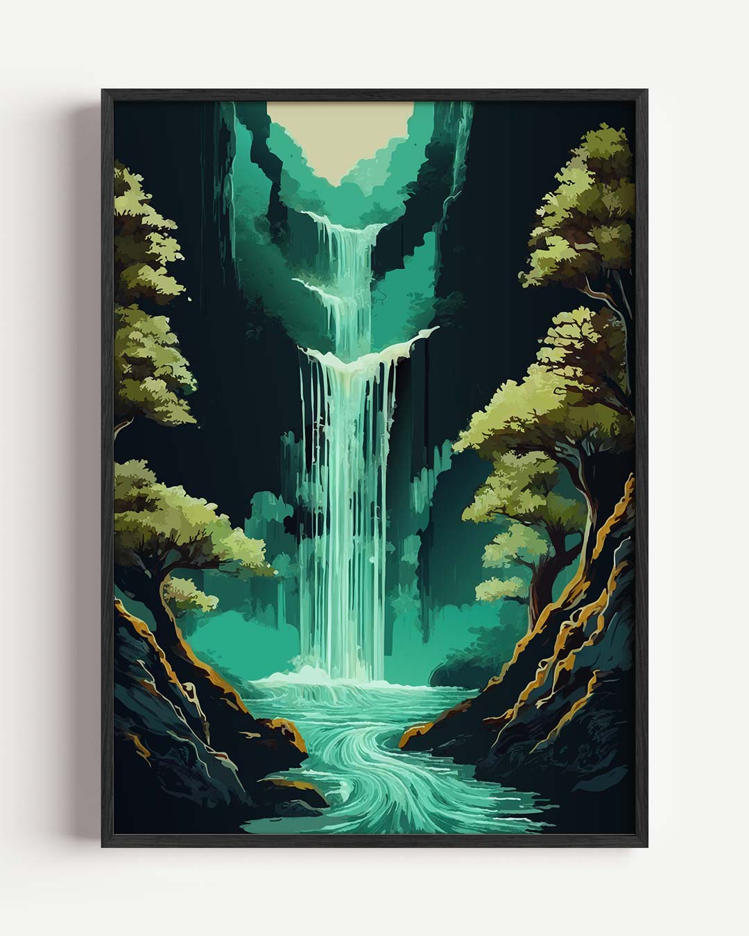 Smaragdgroene Waterval Poster-WallArtistic