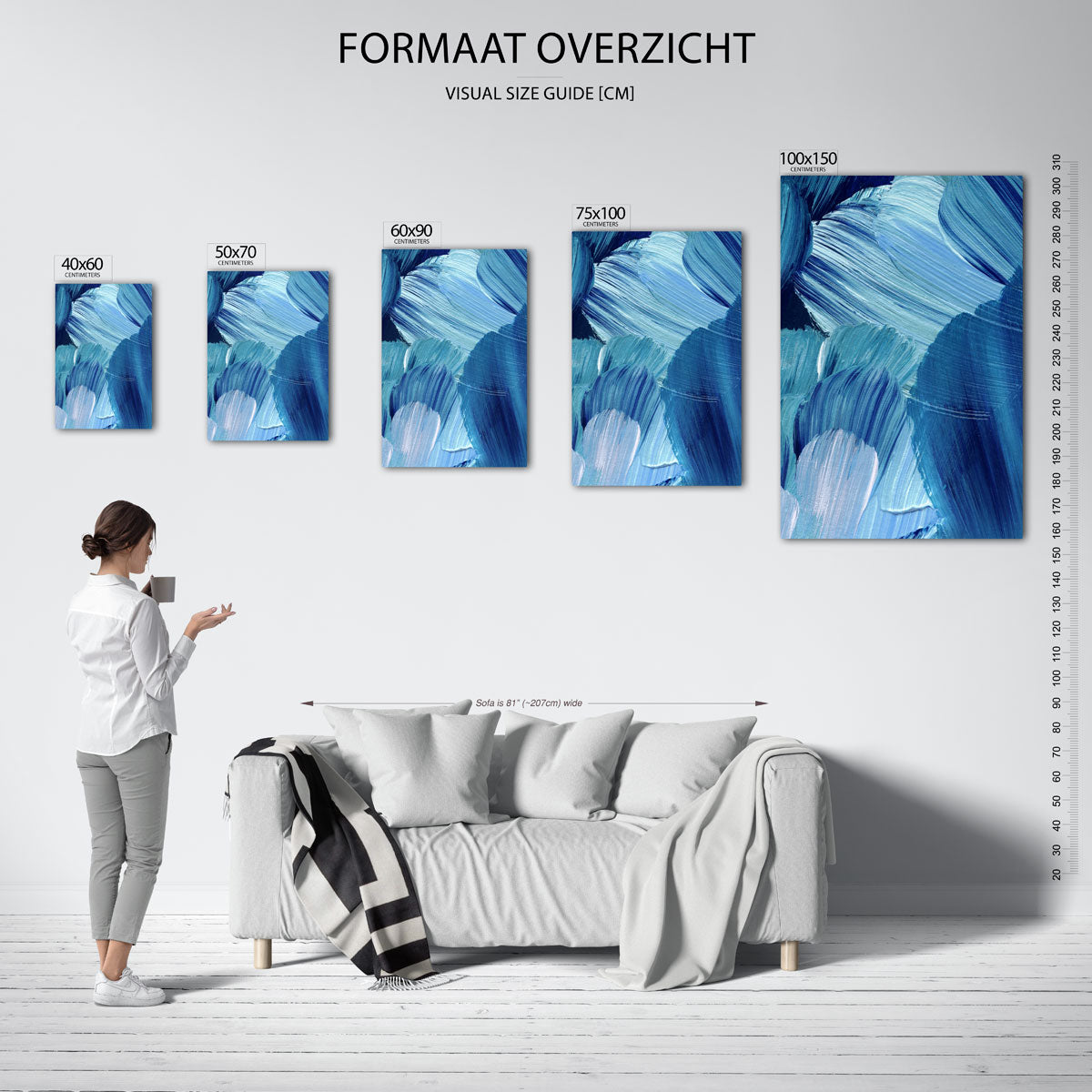 Dynamische blauwe beweging Kunstwerk