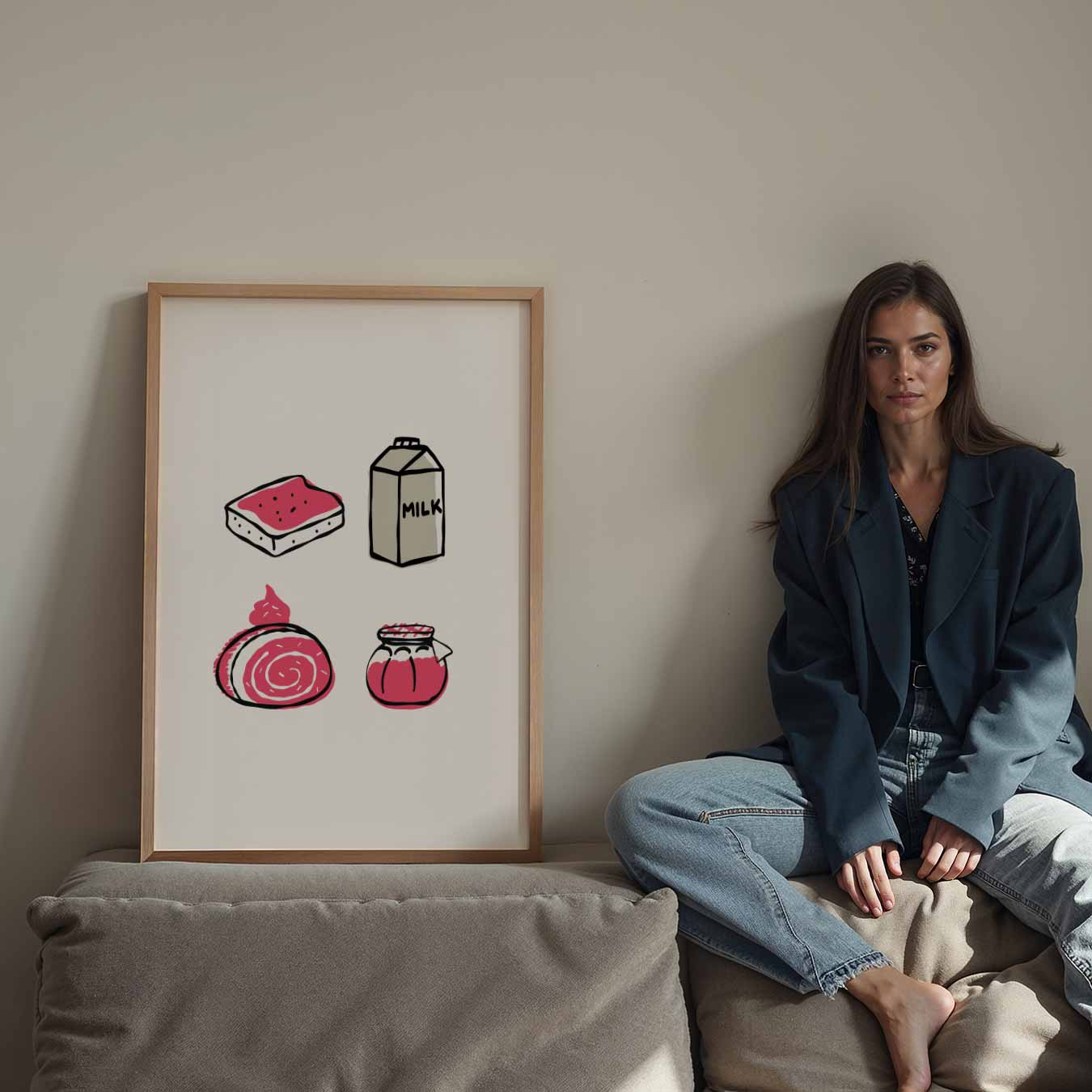 Speelse Foodie Illustraties Poster-WallArtistic