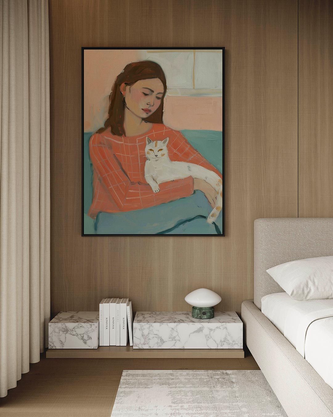 Vrouw met kat Kunstwerk