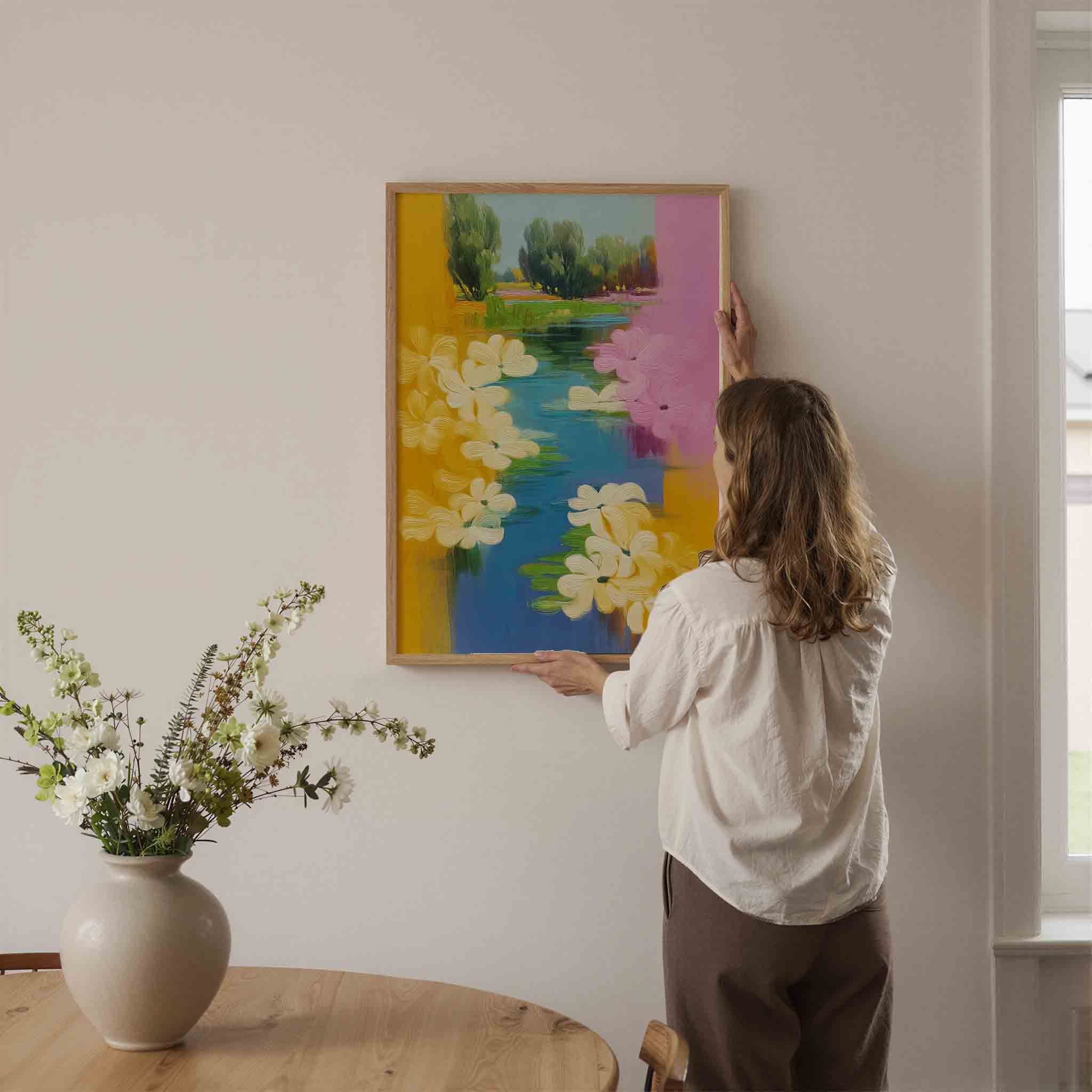 Bloemen en landschap Poster