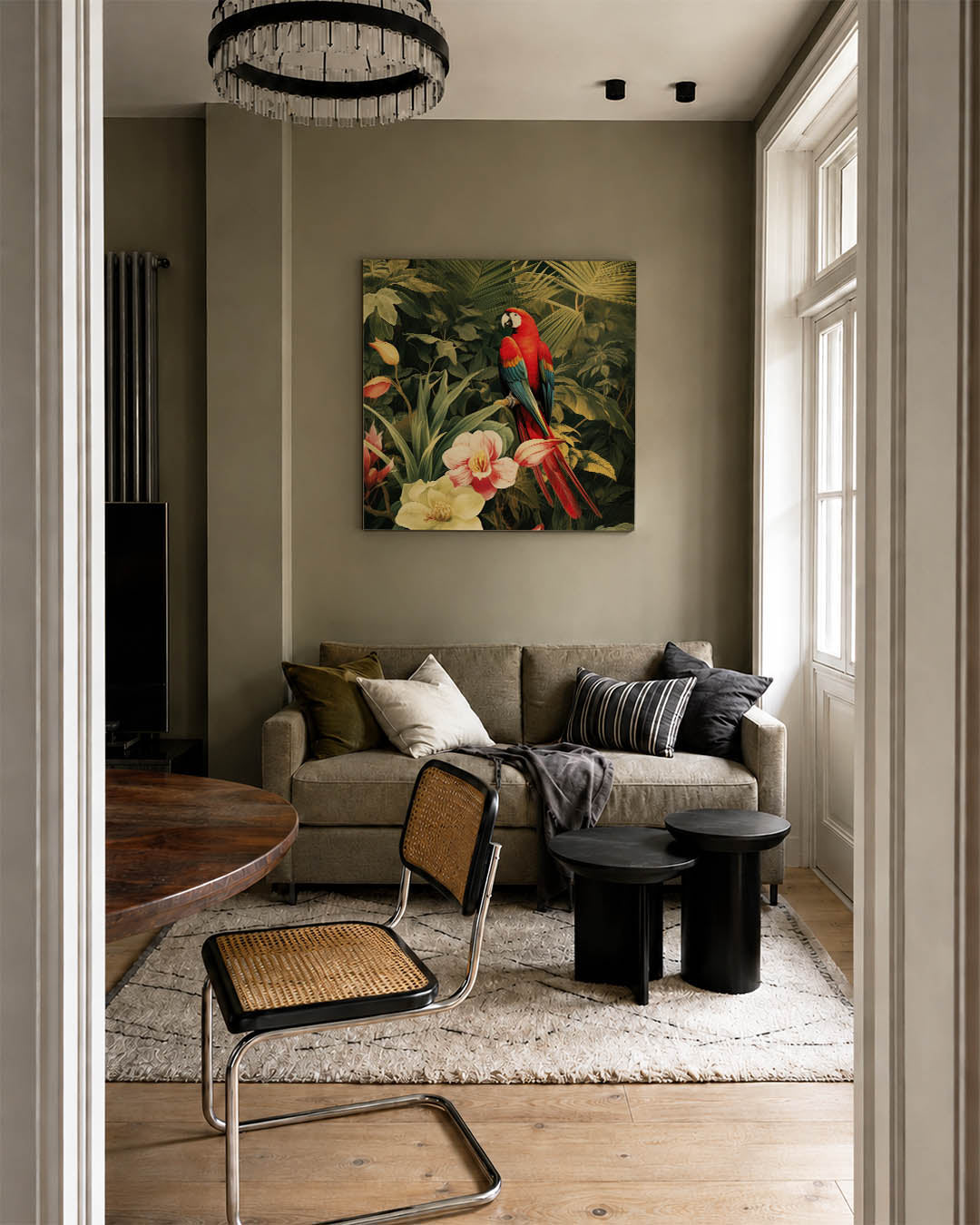 Exotische vogel en bloemen Kunstwerk