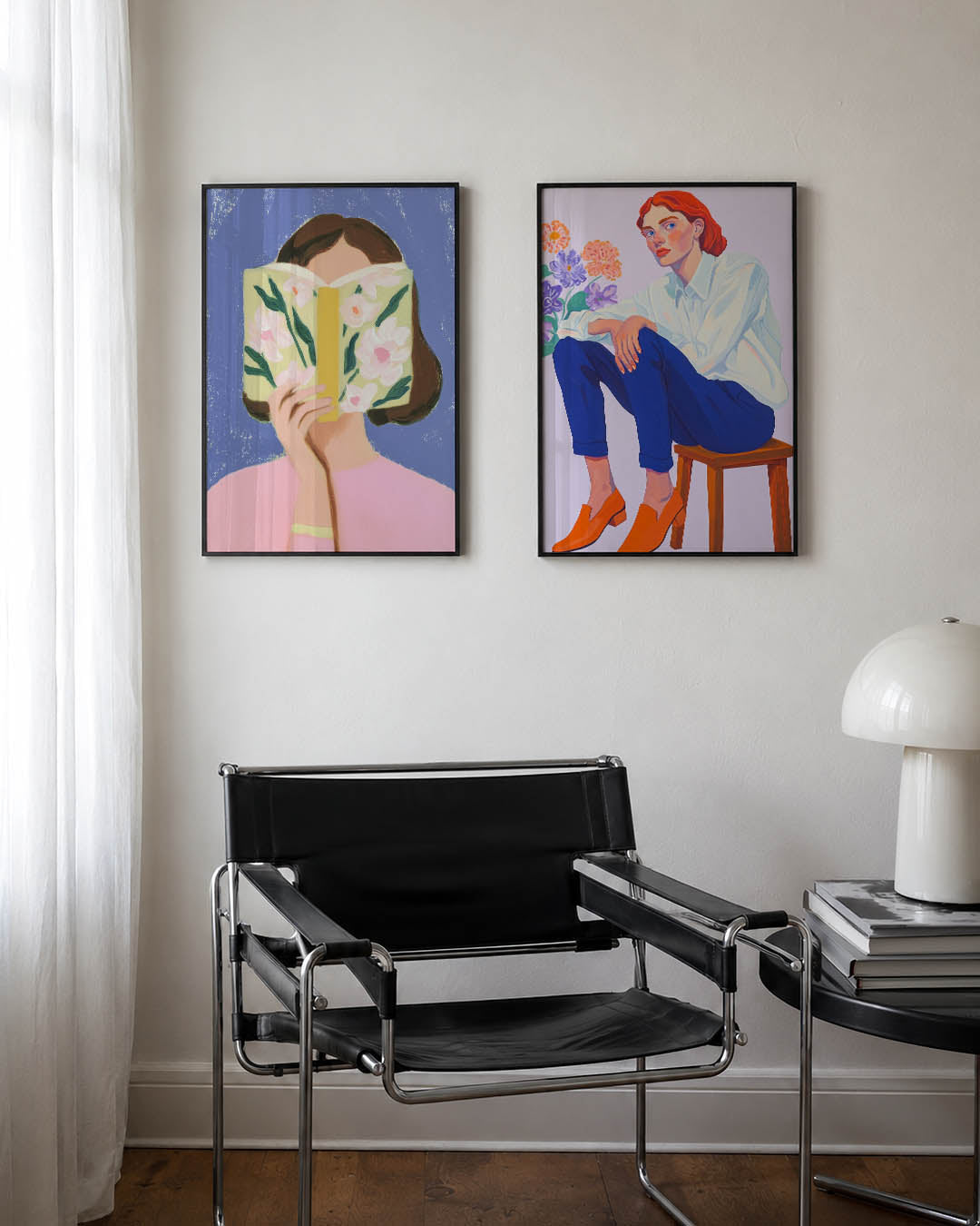 Bloemen en lezen Posterset