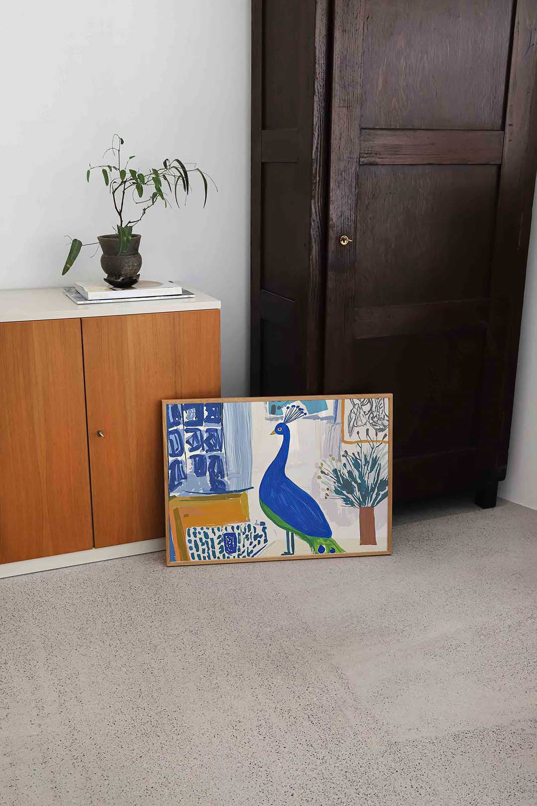 Pauw met blauwe veren Poster