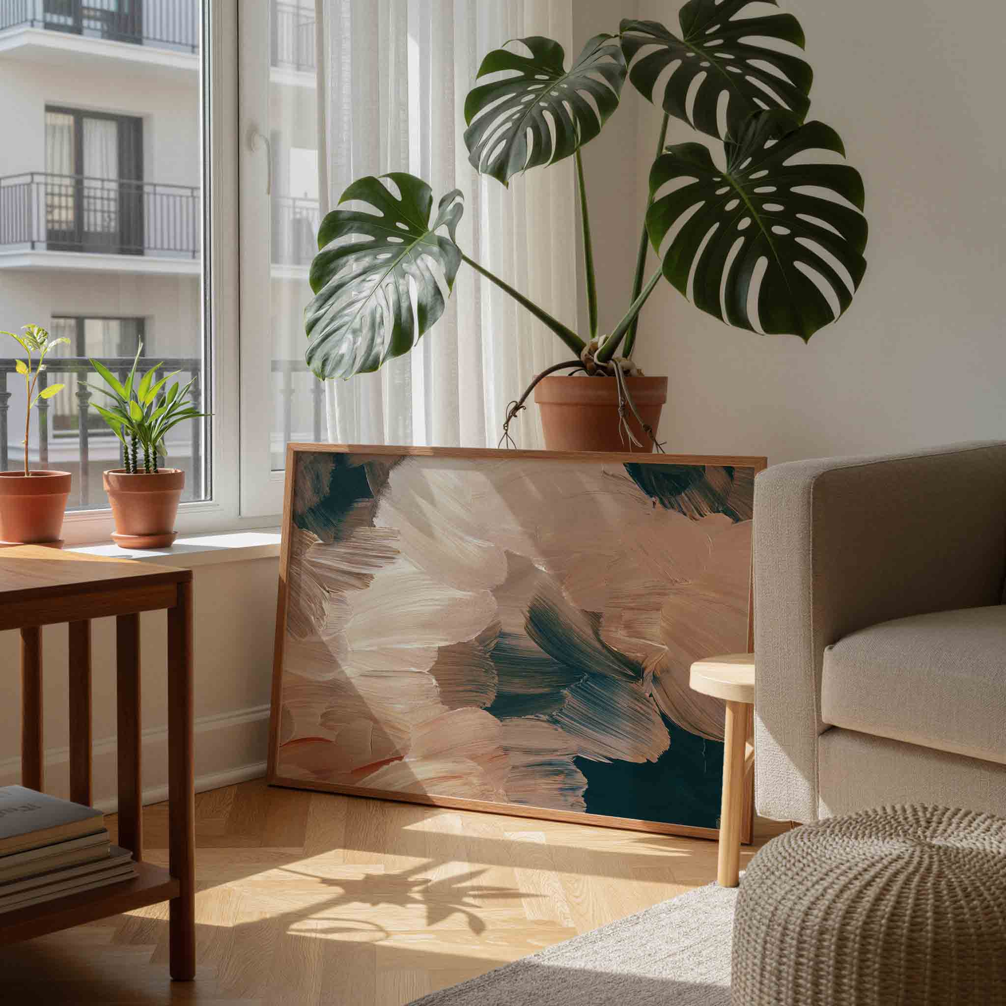 Abstracte penseelstreken Poster