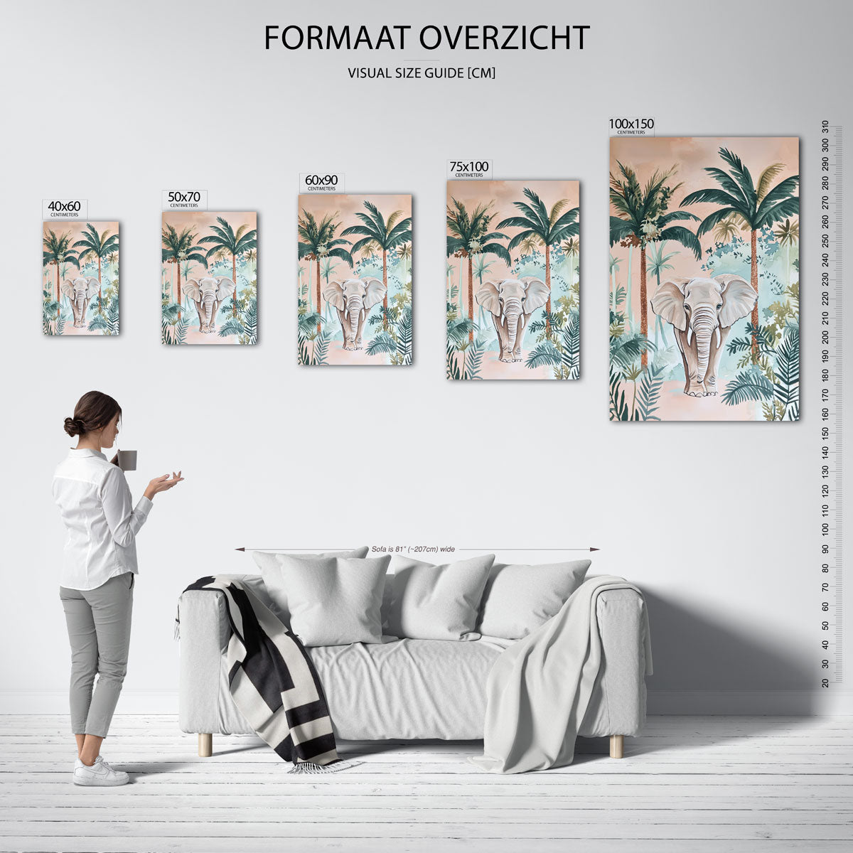 Olifant in tropisch bos Kunstwerk