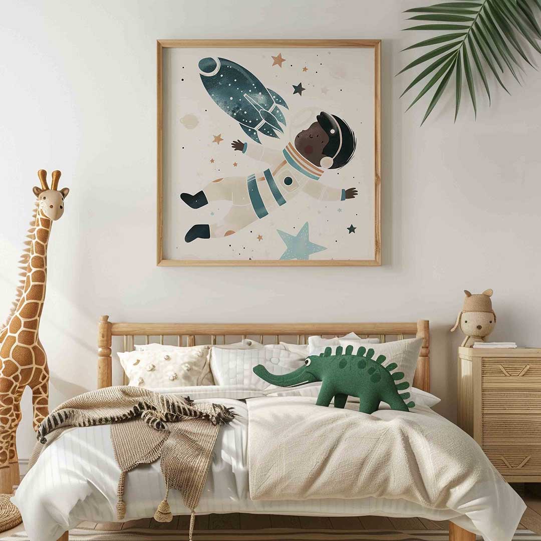 Astronaut en raket Poster