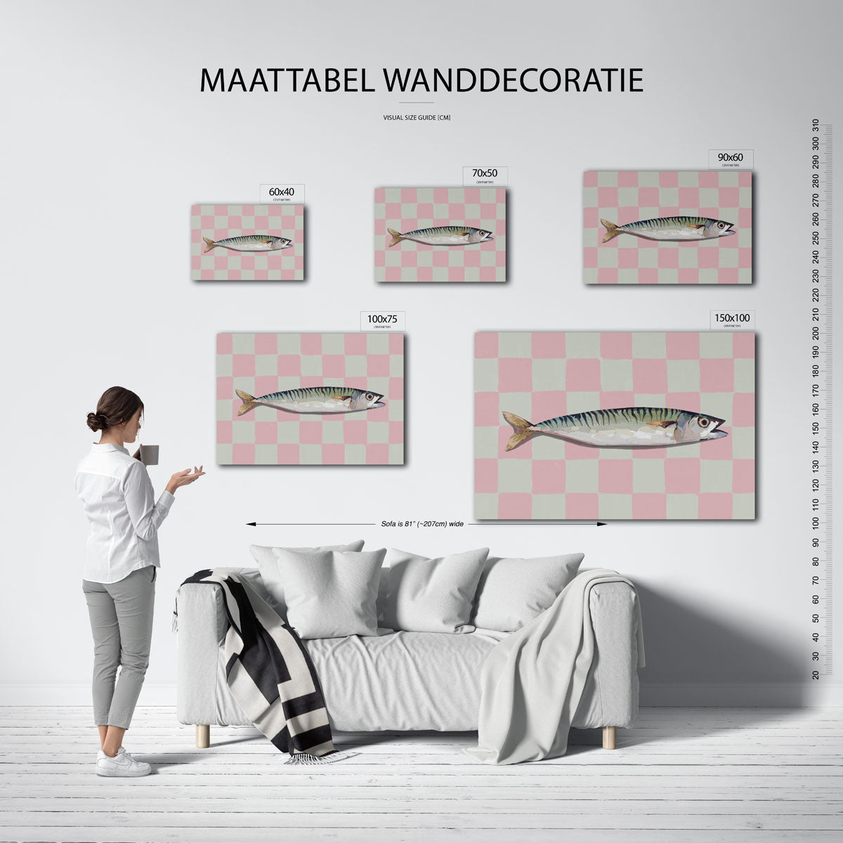 Vis op geruit patroon Kunstwerk