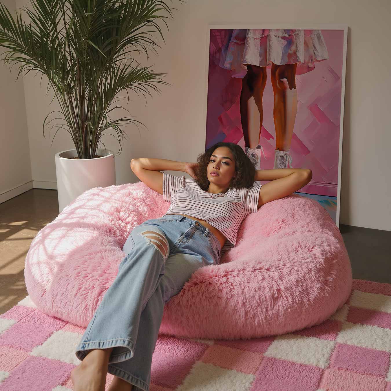 Vrouwelijke Elegantie in Roze Poster-WallArtistic