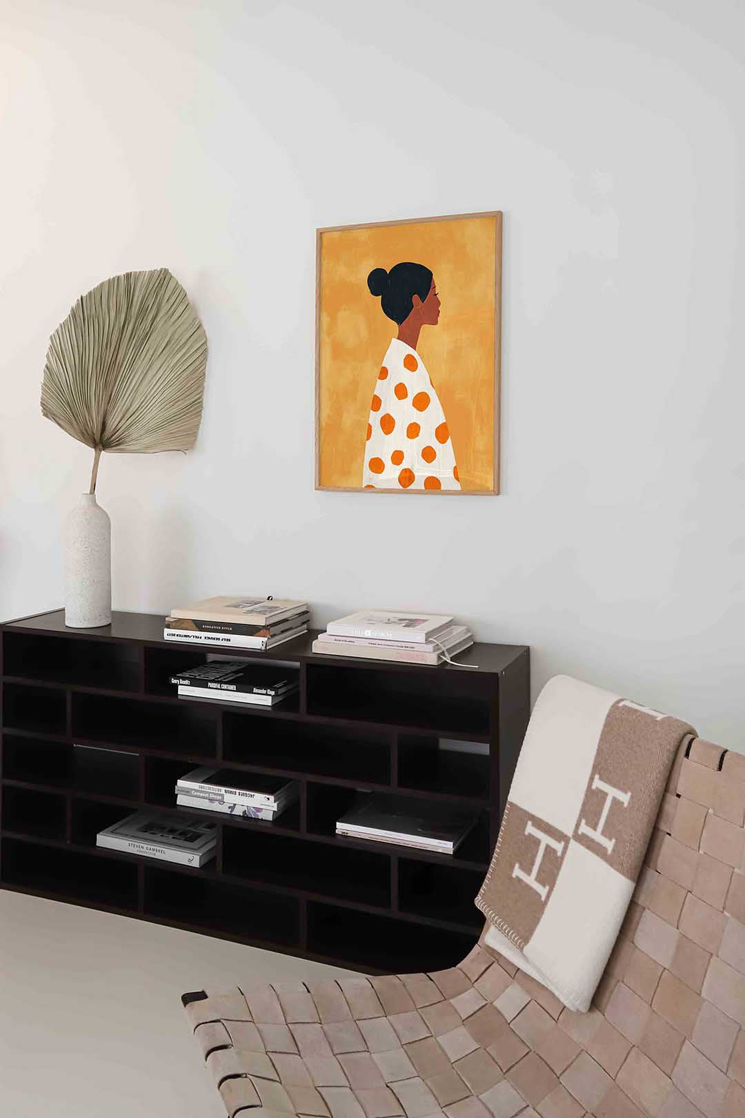 Vrouw met oranje stippen Poster