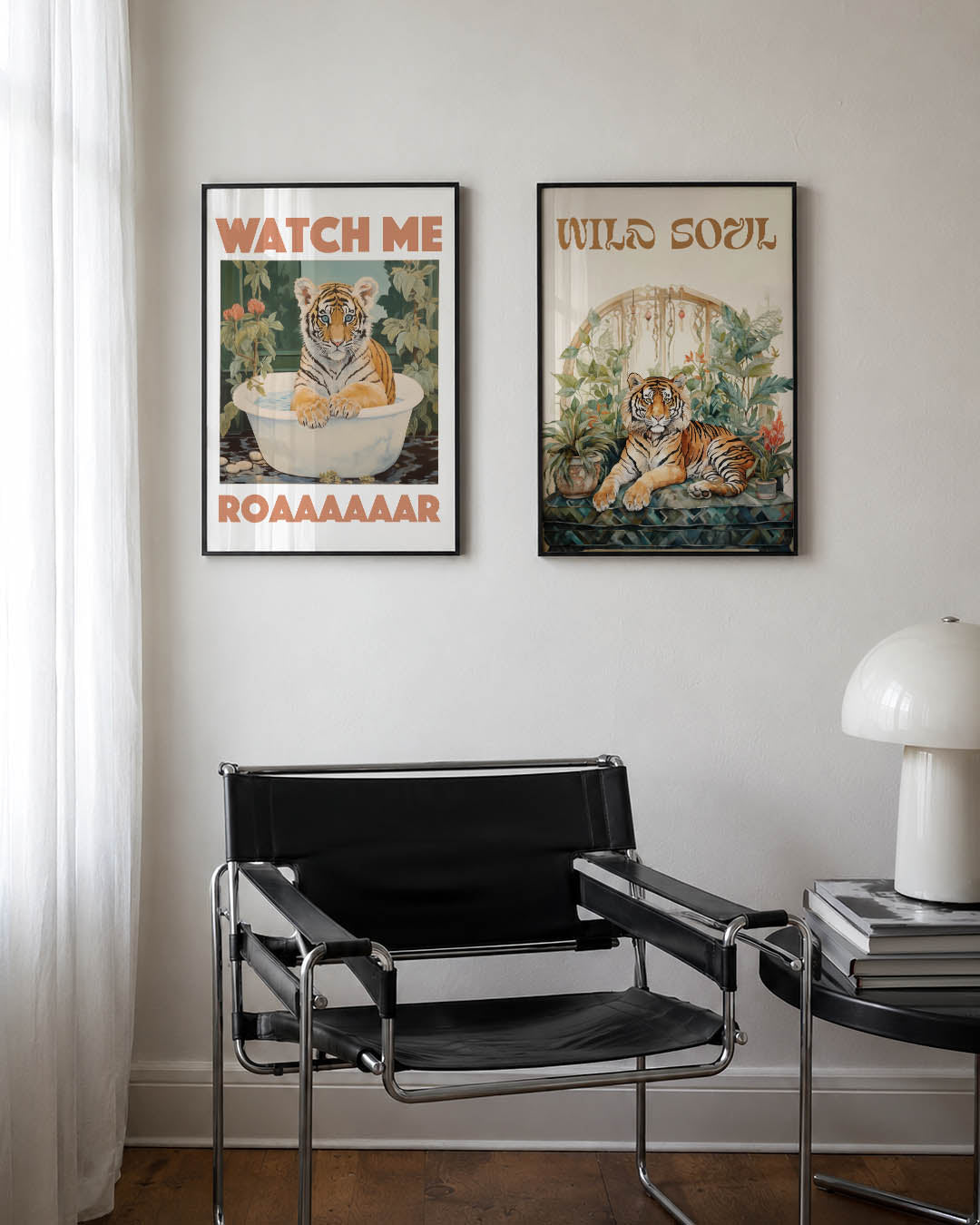 Tijger in bad Posterset