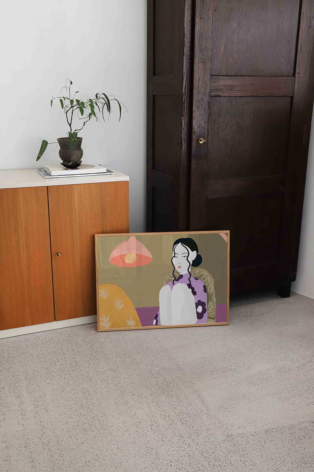 Vrouw met lamp Poster