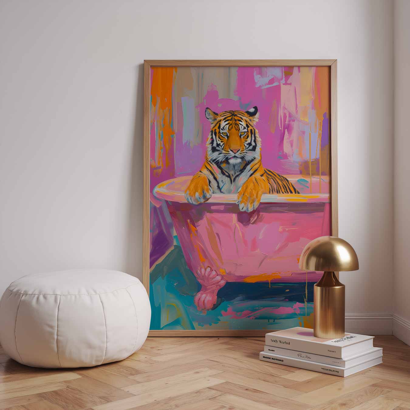 Dromerige Tijger in het Bad Poster-WallArtistic