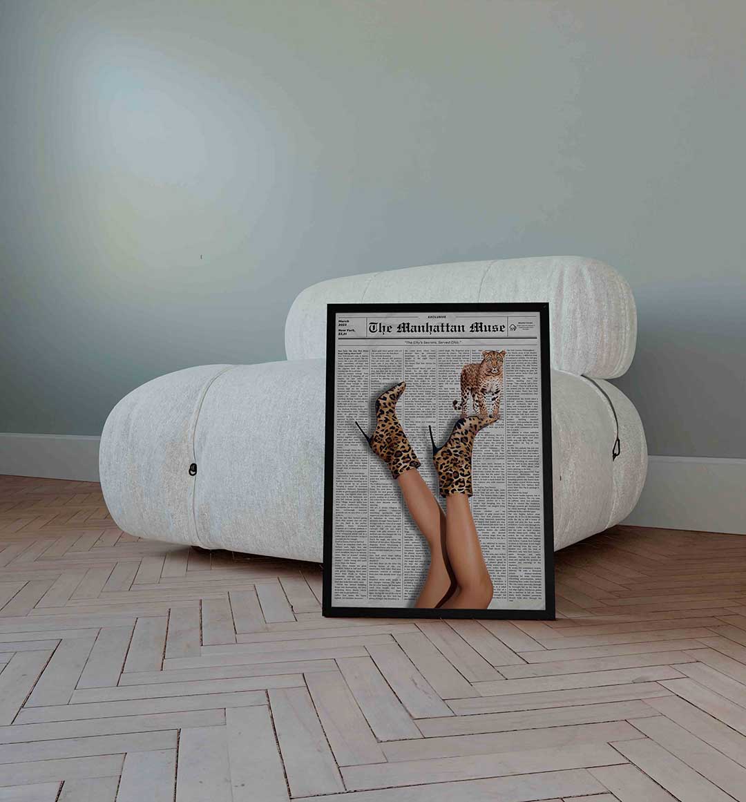 Luipaard en hakken Poster