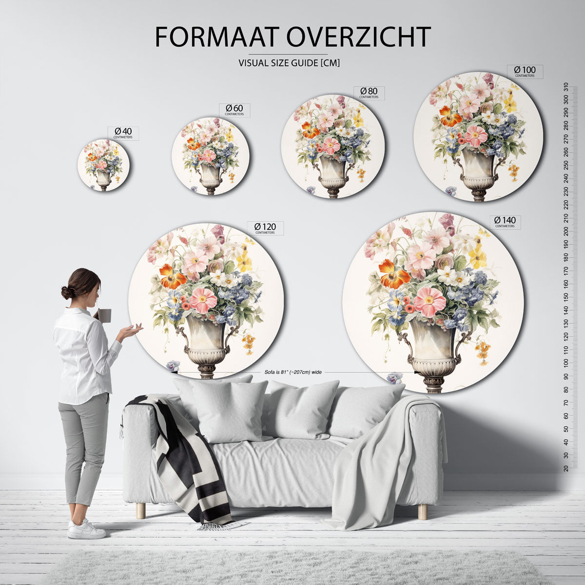 Bloemen in vaas Muurcirkel