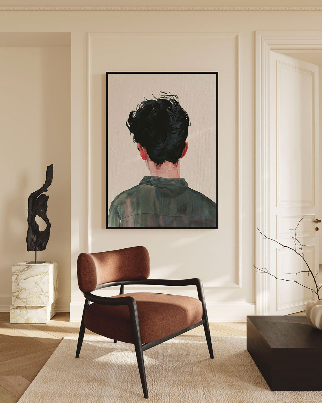 Achterkant portret Kunstwerk