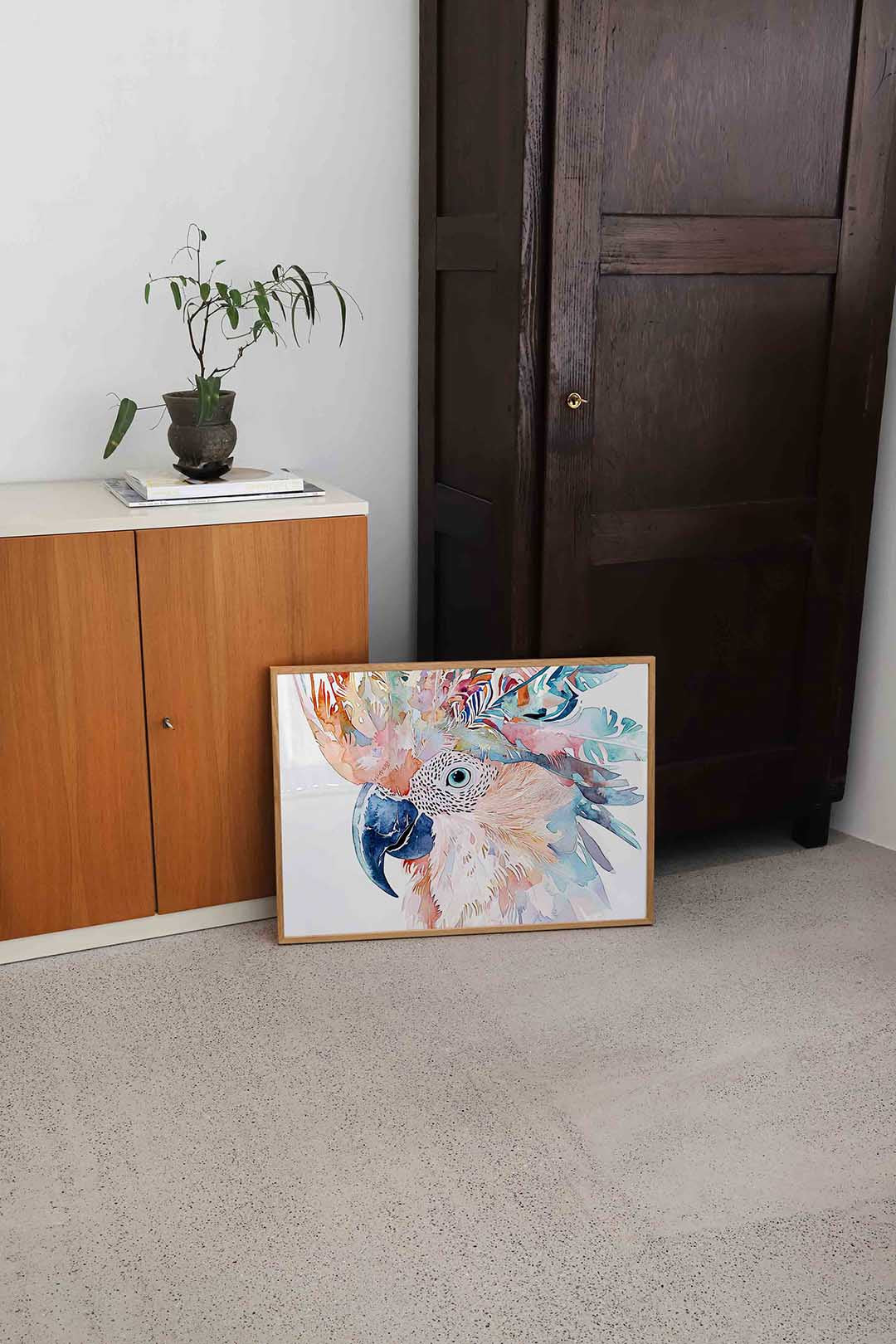 Papegaai met kleurrijke veren Poster