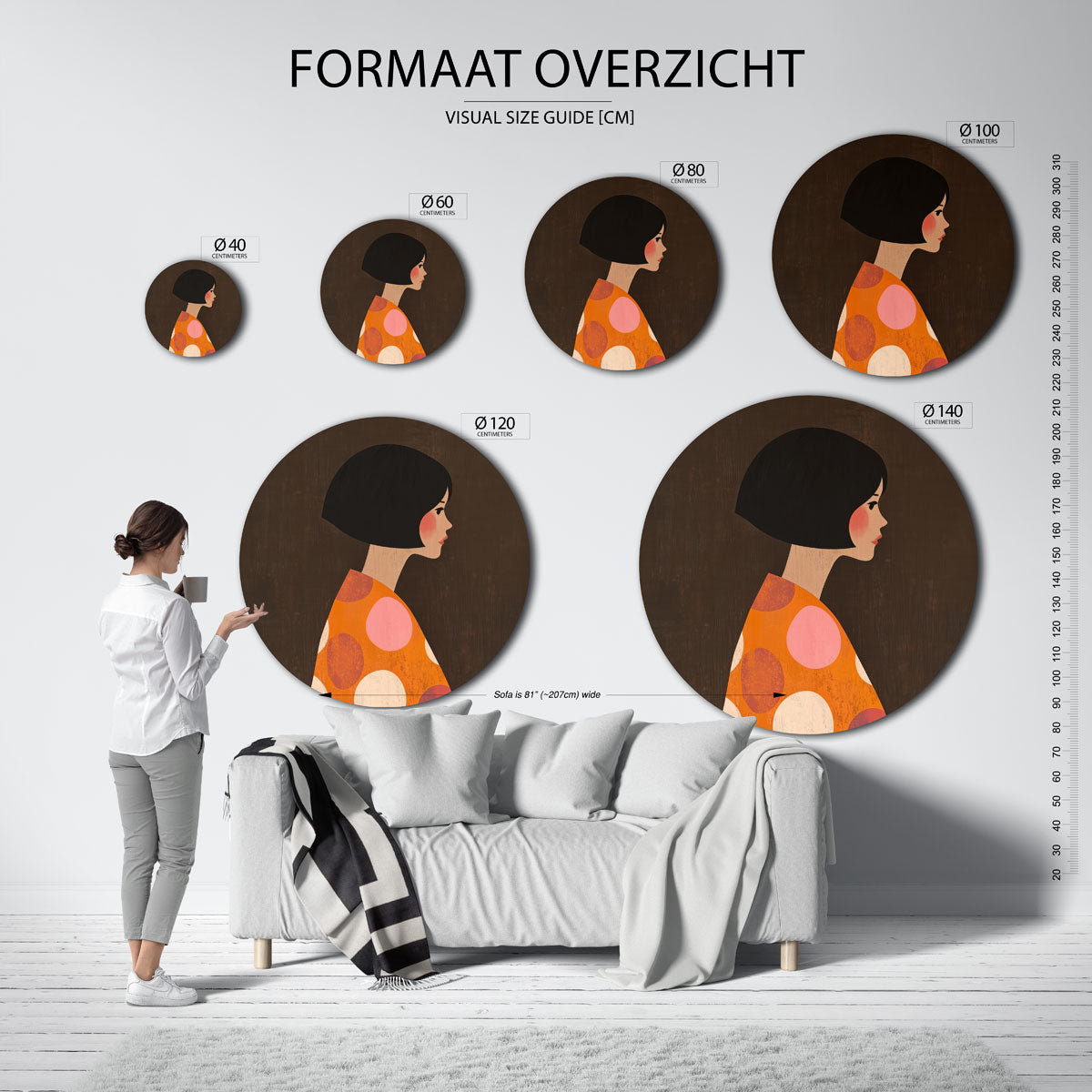 Vrouwelijk profiel Muurcirkel